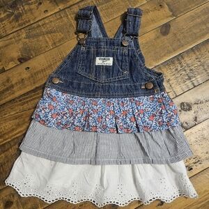 OshKosh B'gosh Denim Floral Layered Overalls